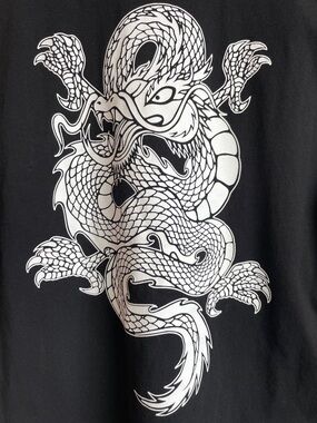 Vans Black Tee with White Dragon Logo • Small